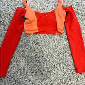 Jo+Jax Orange Colorblock Off-Shoulder Crop Top